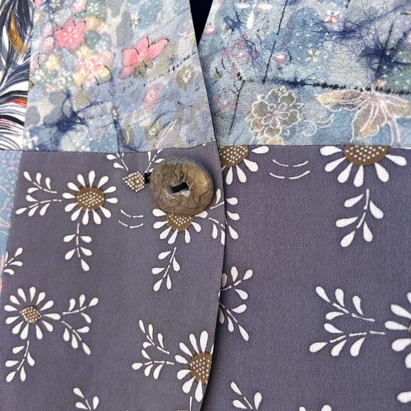 Vintage Yasuko Patchwork Vest Kimono Silk Waistcoat Small Medium Japanese - Picture 6 of 8